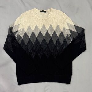 NWOT Vince Wool Linen Blend Sweater | Size Medium | Neutral Diamond Pattern 🤍